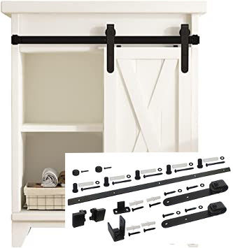 5Ft Mini Single Barn Door Hardware Kit حزام كلاسيكي J شكل شماعات