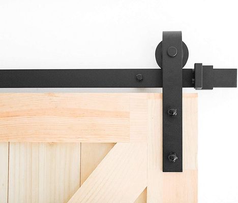 J Shape Basic Vintage Sliding Barn Door Hardware Kit 6 FT كلاسيك أسود ريفي
