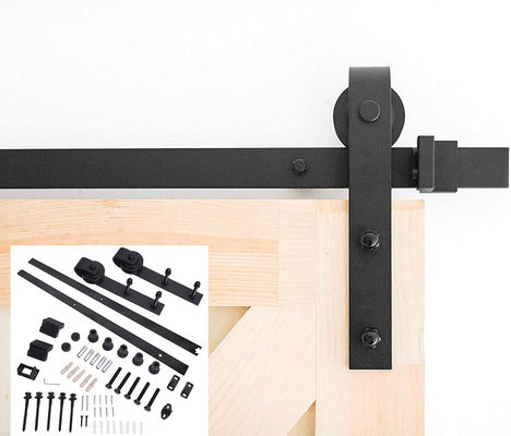 J Shape Basic Vintage Sliding Barn Door Hardware Kit 6 FT كلاسيك أسود ريفي